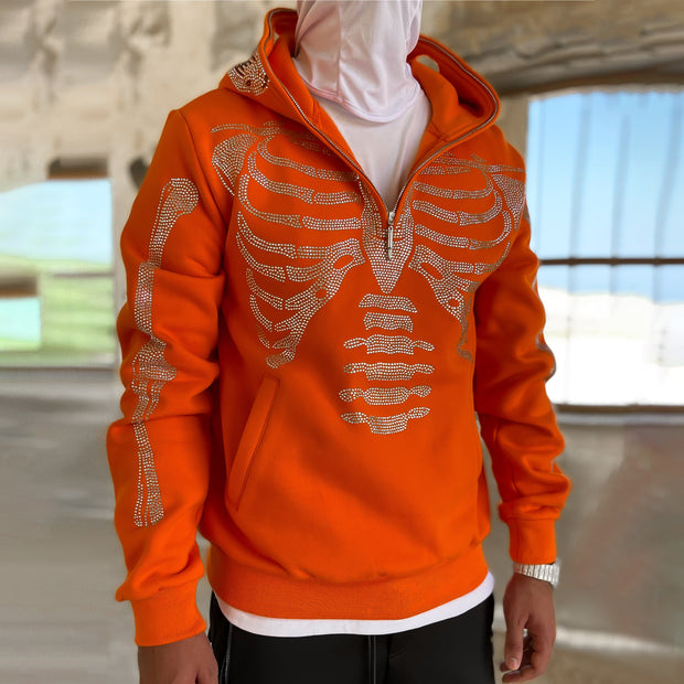 Statement Street Style Casual Skull Half-Zip Long Sleeve Hoodie