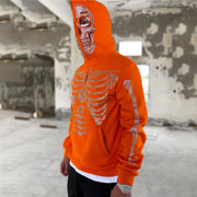 Statement Street Style Casual Skull Half-Zip Long Sleeve Hoodie