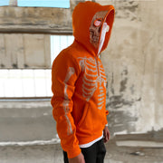 Statement Street Style Casual Skull Half-Zip Long Sleeve Hoodie