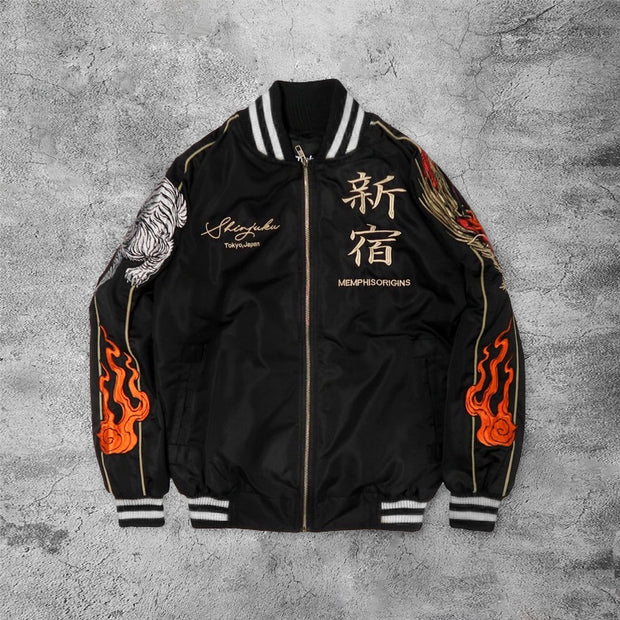 Casual shinjuku dragon tigers baseball rugby street jacket