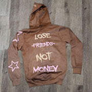 Retro fashion print loose full zip hoodie