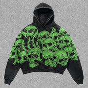 Vintage Skull Print Track Hoodie