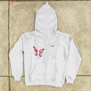 Butterfly skull casual street sports hoodie