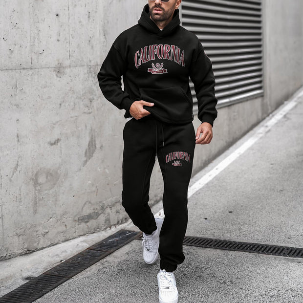 Casual Preppy Printed Long Sleeve Sweatshirt Suit