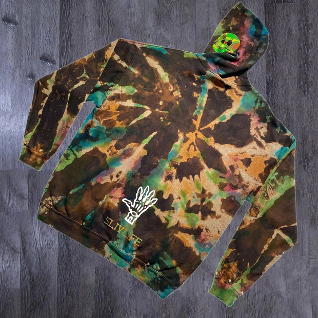 Street cartoon skull print tie-dye hoodie