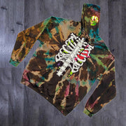 Street cartoon skull print tie-dye hoodie