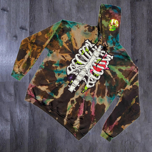 Street cartoon skull print tie-dye hoodie