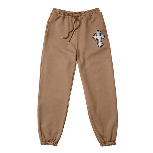 Vintage printed cross loose guard trousers