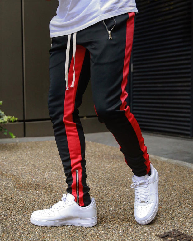 Casual sports pants, running pants, double pocket zipper jogging pants