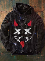 Men's Long Sleeve Loose Vintage Print Hoodie