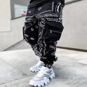 Fashion trend printing harem pants multi-pocket cargo trousers