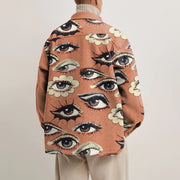 Retro print patchwork lapel jacket