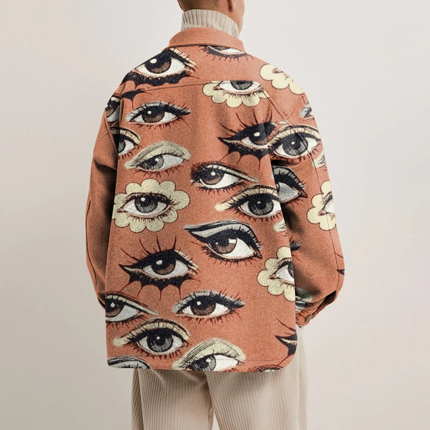 Retro print patchwork lapel jacket