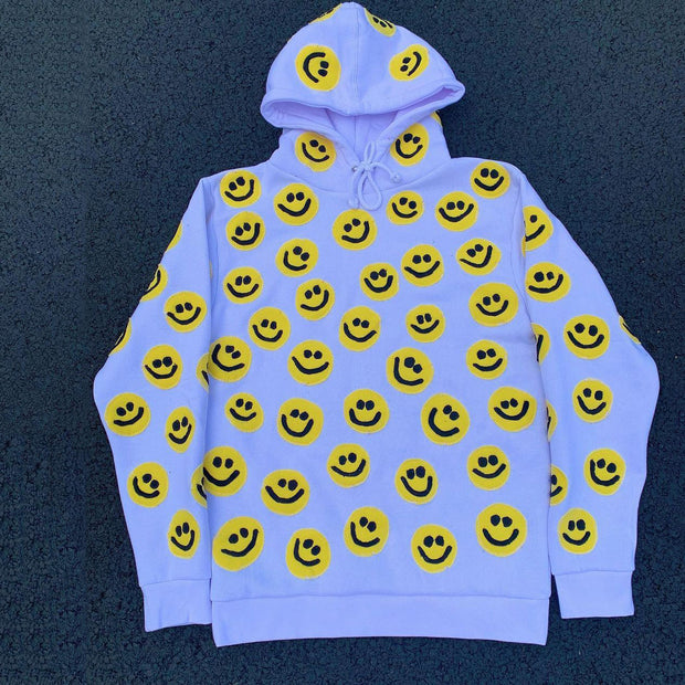 Smiley fashion white street street hoodie