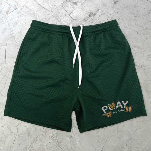 Retro Fashion Butterfly Tide Brand Mesh Shorts