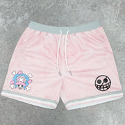 cartoon comic art print mesh shorts