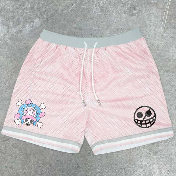 cartoon comic art print mesh shorts