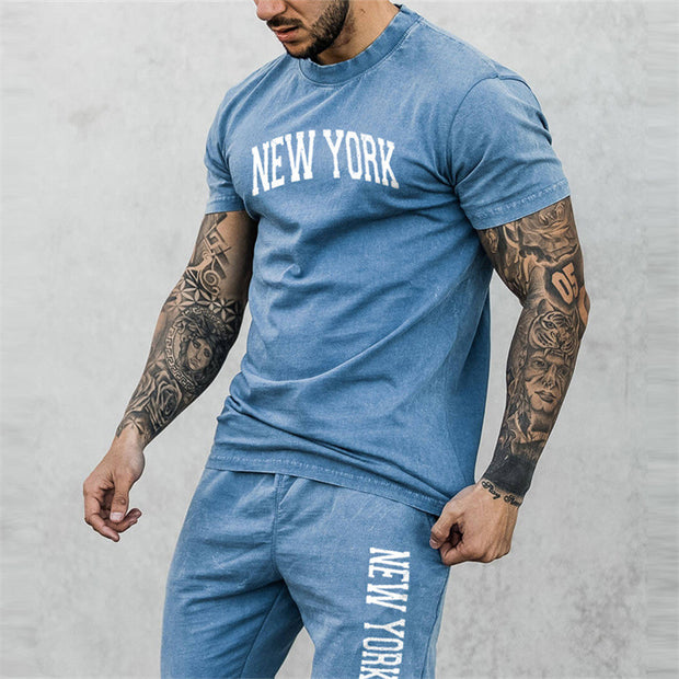 Street Fashion Alphabet Print Two-Piece Set