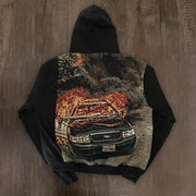 Retro Art Pattern Long Sleeve Loose Street Hoodie