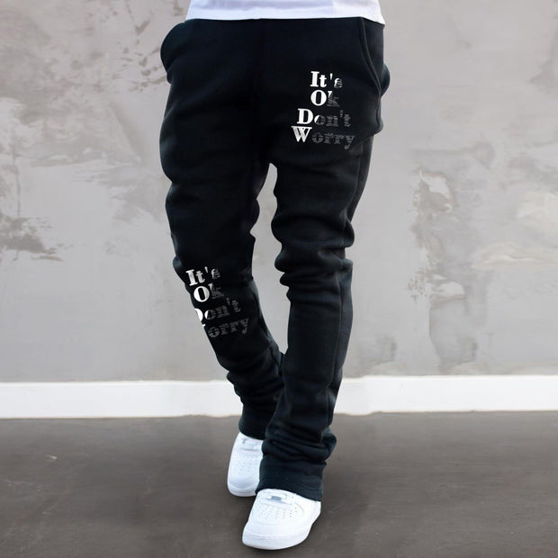 Vintage Letter Print Trendy Straight Trousers