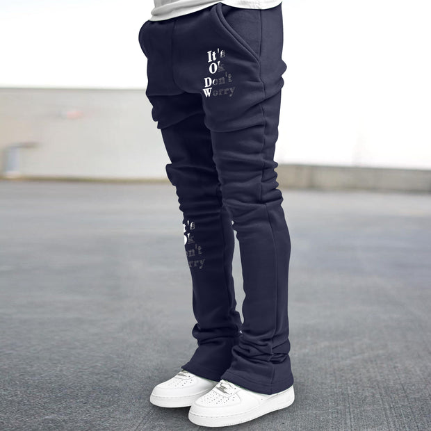 Vintage Letter Print Trendy Straight Trousers