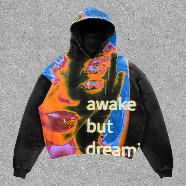 Casual Retro Dream Awakening Print Hoodie