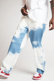 Loose straight-leg tie-dye jeans