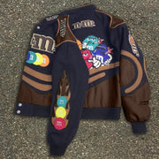 Retro coffee color hip-hop fashion jacket