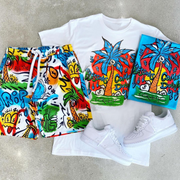 Casual printed short-sleeved suit