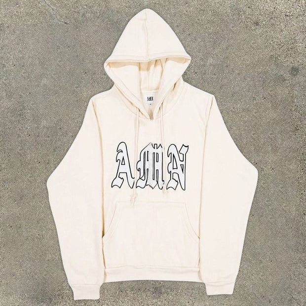 Fashion Loose Printed Long Sleeve Zip Hoodie