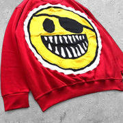 Smile Fashion Patch Round Neck Long Sleeve Sweatshirt