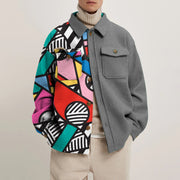 Contrast stitching retro lapel jacket