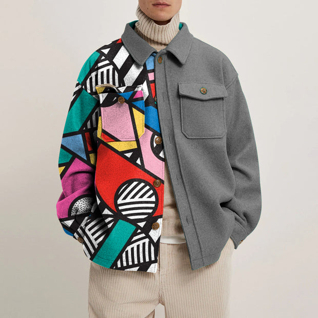Contrast stitching retro lapel jacket
