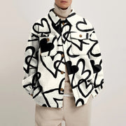 Fashion printed loose lapel coat