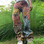 Ethnic retro print street trousers