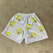 Skull Print Casual Street Mesh Shorts