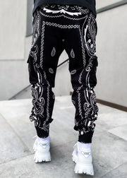Fashion men's loose street style multi-pocket trousers