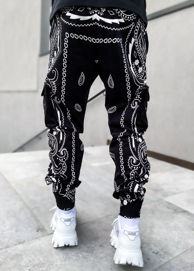 Fashion men's loose street style multi-pocket trousers