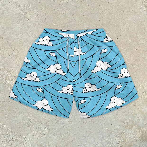 Personalized Fashion Casual Sports Style Mesh Print Shorts