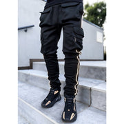 Multi-pocket reflective straight-leg sports casual trousers
