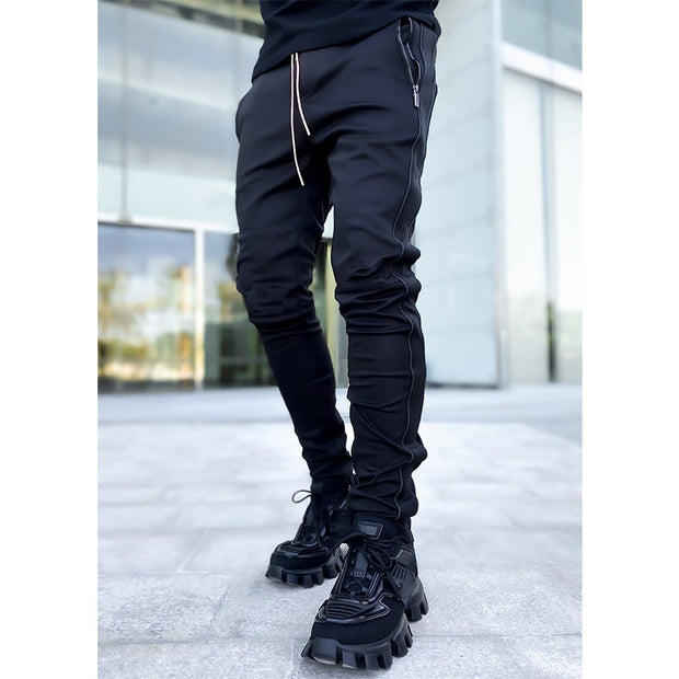 Multi-pocket reflective straight-leg sports casual trousers