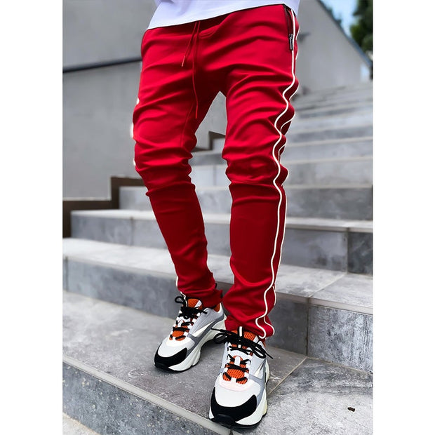 Multi-pocket reflective straight-leg sports casual trousers