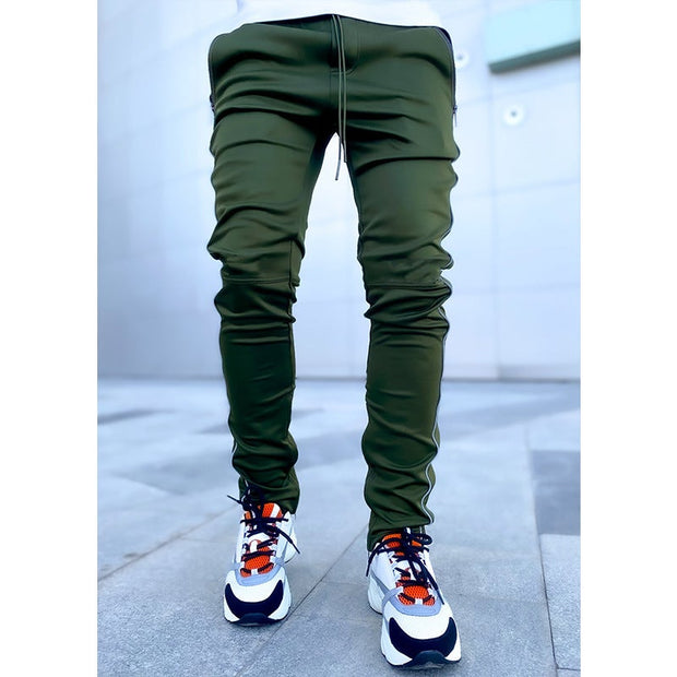 Multi-pocket reflective straight-leg sports casual trousers