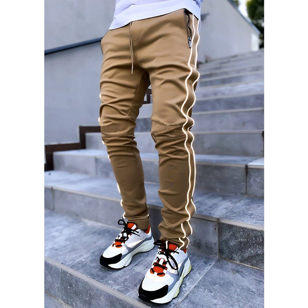 Multi-pocket reflective straight-leg sports casual trousers