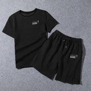 Men's sports suit fashion trend short-sleeved t-shirt shorts two-piece handsome