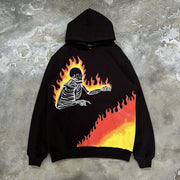 Statement flame skull print hoodie