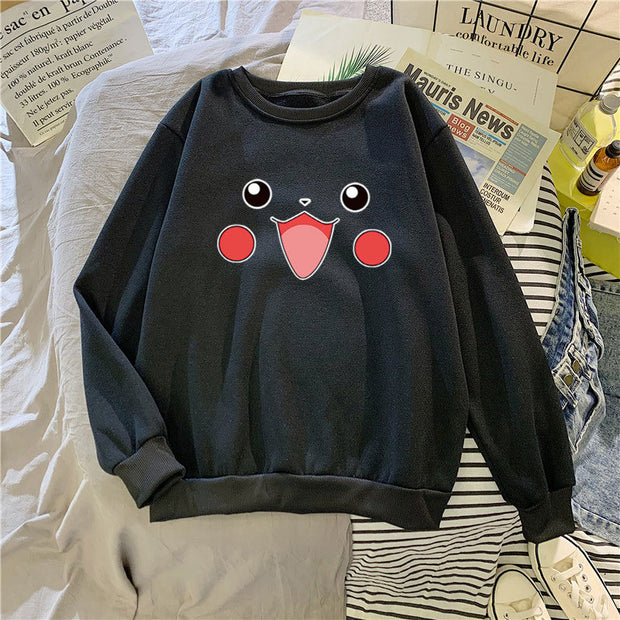 Cartoon loose plus velvet round neck long sleeve sweatshirt