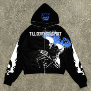 Statement skull print streetwear hoodie