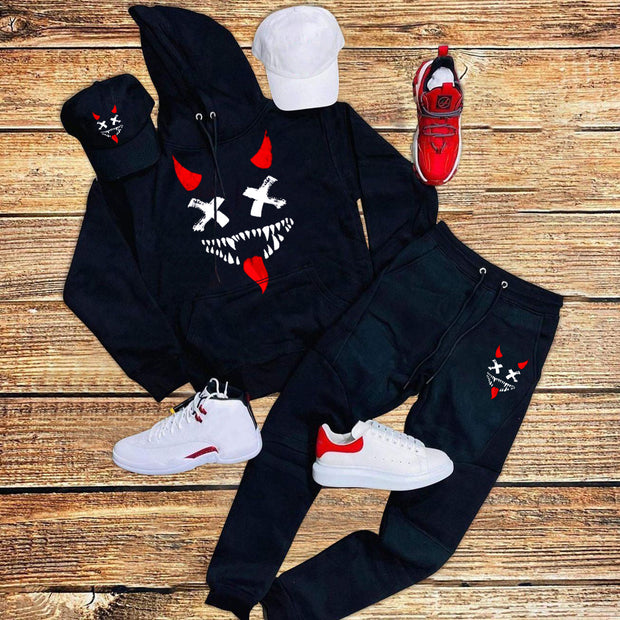 Street style funny expression printed long-sleeved hoodie