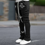 Retro fashion brand butterfly print fashion street trousers